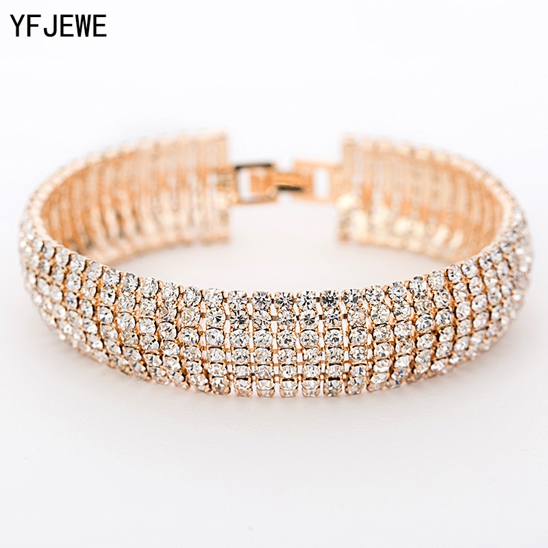 Luxus Kristall Armbänder Für Frauen Gold und Silber Überzogene Verknüpfung Armbinde-Armbinde-Kunst Strass Schmuck Für Frauen # B011