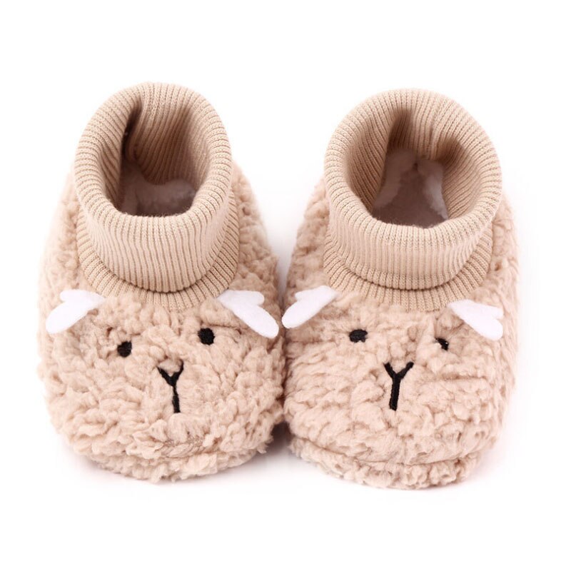 Warme schoenen kunnen schoenen veroorloven lam babyschoenen plus fluwelen schoenen schattige cartoon zachte comfortabele onderkant 0-1 peuterschoenen
