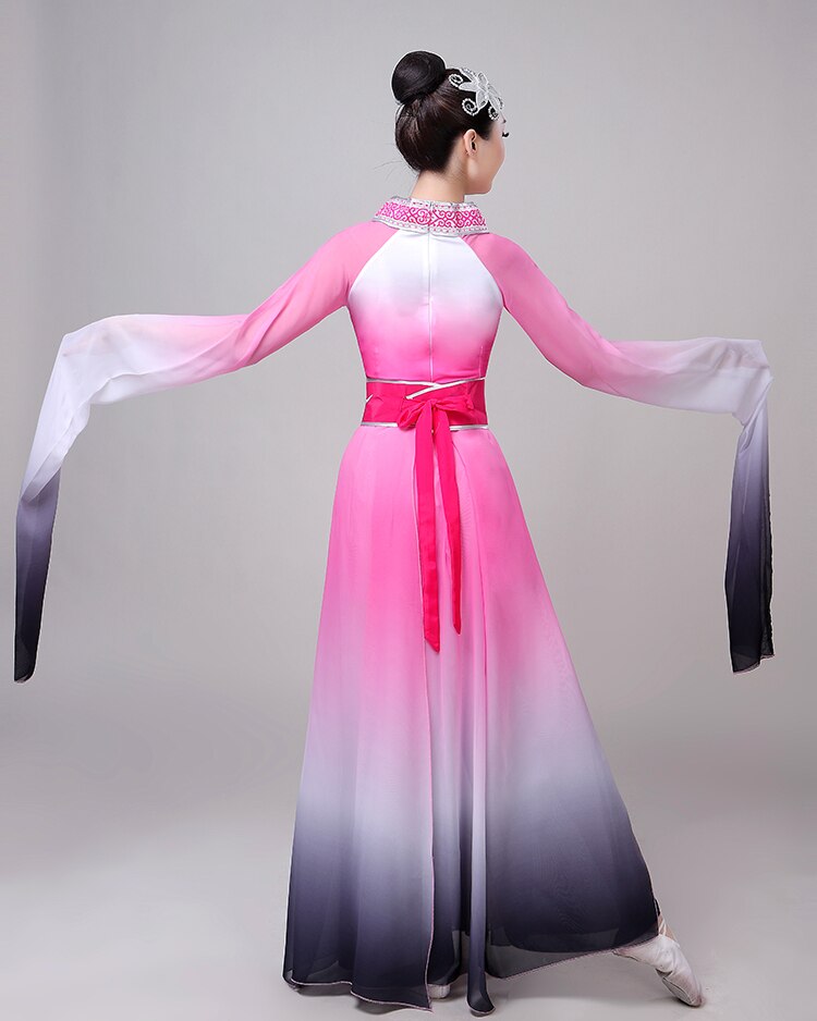 Costumes de danse folklorique chinoise à manches longues, vêtements de Festival Yangko, jupe classique de danse pour adultes, rose ou noir