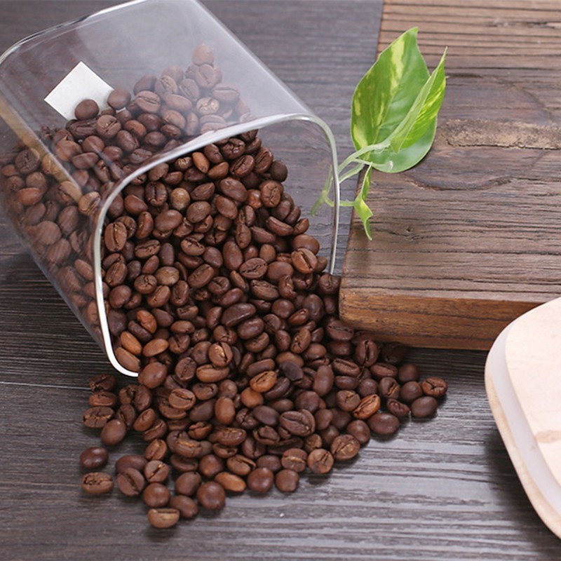 2 Piece Square Sealed Glass Jars Kitchen Storage Box Tank Coffee Bean Storage Can Mason Jar with Lid Food Container