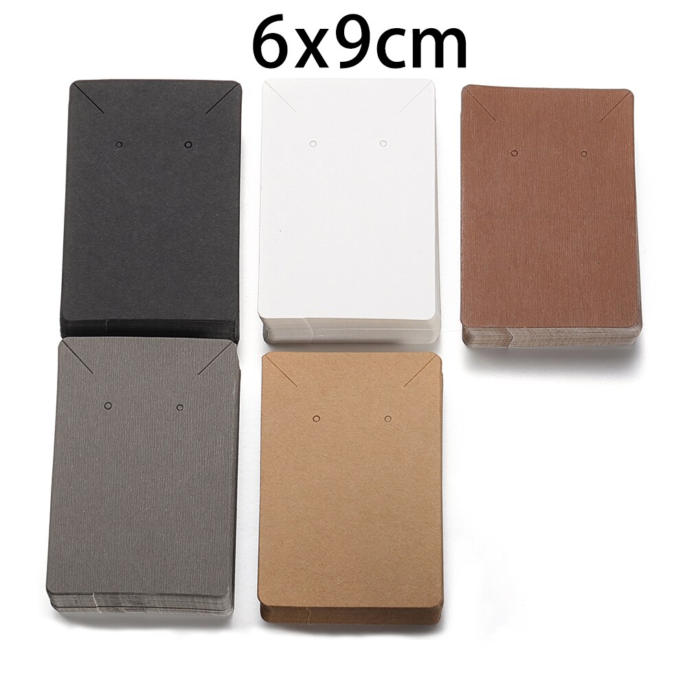 50 sztuk/partia 5x5cm 6x9cm Kraft Paper Card kolczyki naszyjniki karty do pakowania biżuterii karton wiszące cena Tag karty