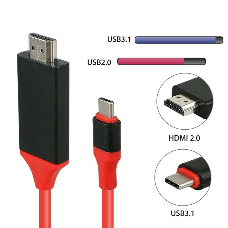 USB 3.1 Type C to HDMI 1080P Adapter Cable 2M Type C to HDMI Cable For MacBook For Samsung Galaxy S9/S8/Note 9