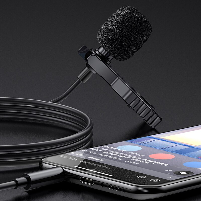 Clip-on Lapel Microphone for Phone Handsfree Wired Condenser Mic for Teaching Speaking External Portable