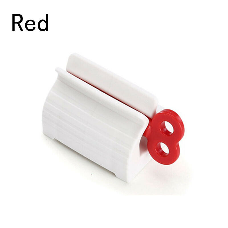 Holdbart abs rullende rør tandpasta squeezer tandpasta let dispenser sæde holder stativ: Rød