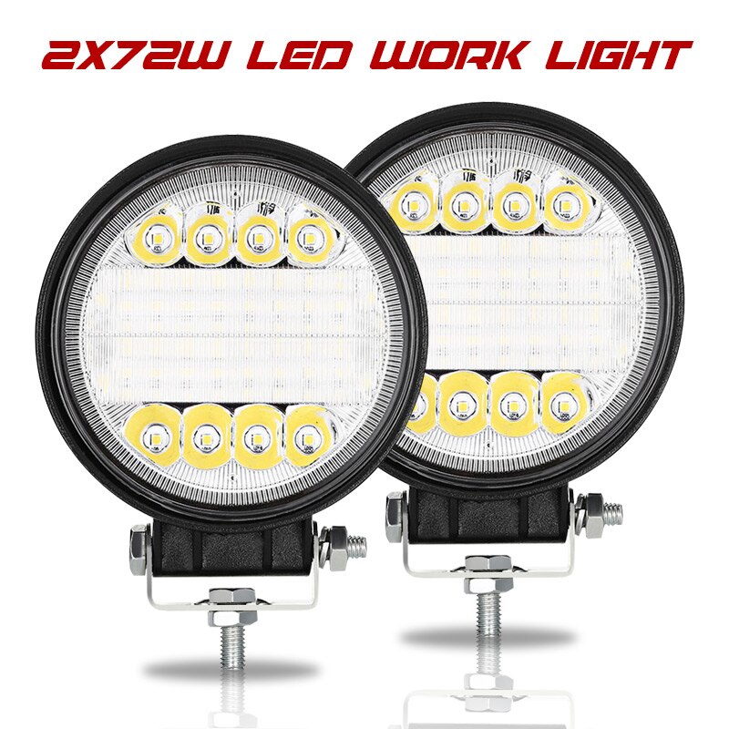 Car LED Work Lights Bar Off Road 72W Light Beam 4.4inch Combo Additional Fog Light for SUV ATV Boat Tractor Working Light ramp: Black 2Pcs lightbar