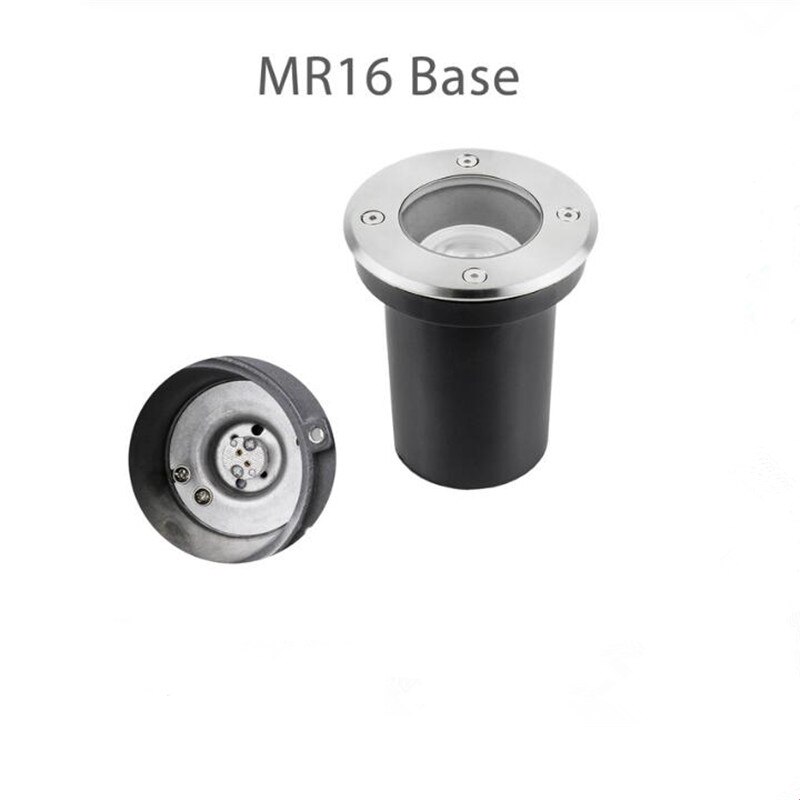 Maanalainen valo 12v 85-265v led haudatut valot  ip67 gu10 mr16 lamppu terassi portaat terassi puutarha polku maanalainen valaistus ulkona: Pyöreä  mr16 pohja