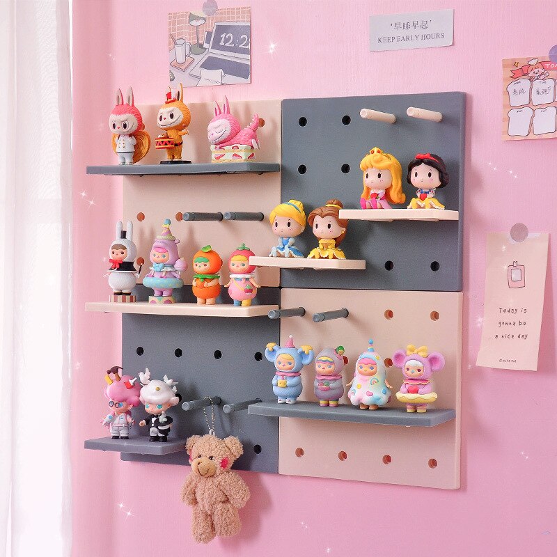 Kawaii organizador Ins estante de almacenamiento 10 unids/set decoración de la habitación de estante de pared agujero Junta baño estanterías de Accesorios de escritorio