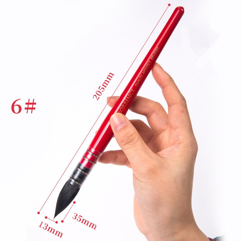 Pincel de pelo de ardilla para pintura de Acuarela, Pinceles puntiagudos de para acuarelas, 1 unidad: number 6