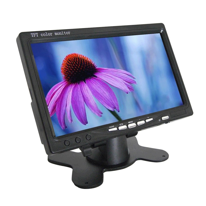 7 Inch Auto Monitor Tft Lcd-scherm Dc 8-36V Stand Alone Monitor Met 2 Video Ingangen Zwart kleur SH708