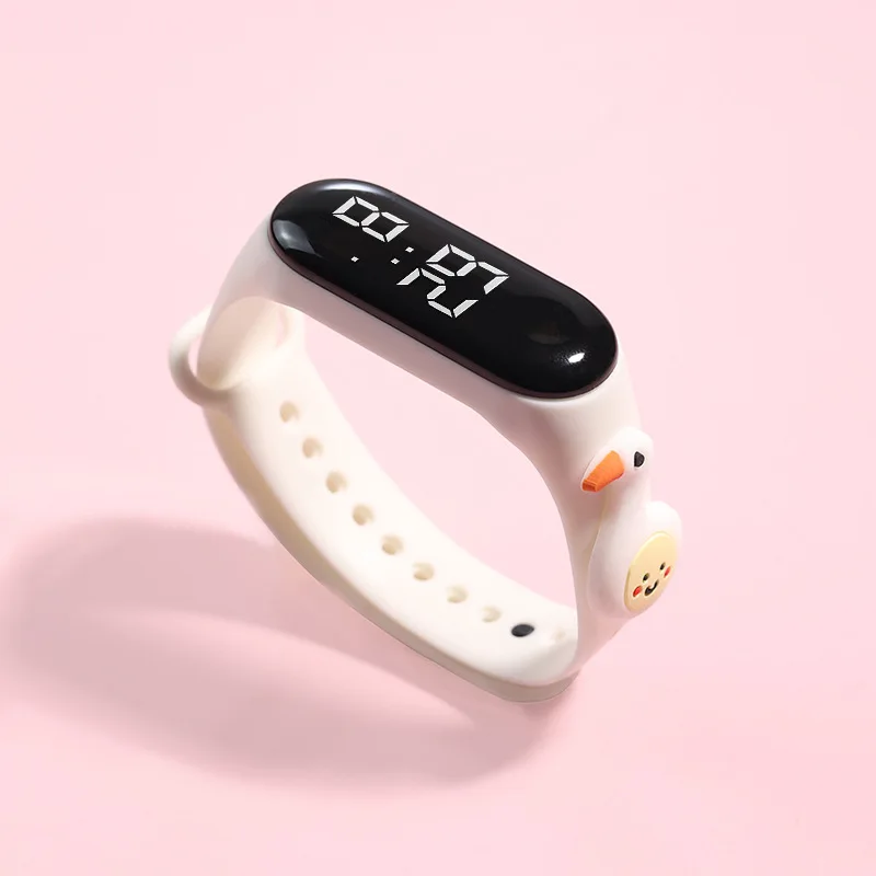 Reloj Digital de para niños, relojes deportivos de silicona, relojes electrónicos para niñas, reloj de pulsera Led de dibujos animados para niños: Amarillo claro