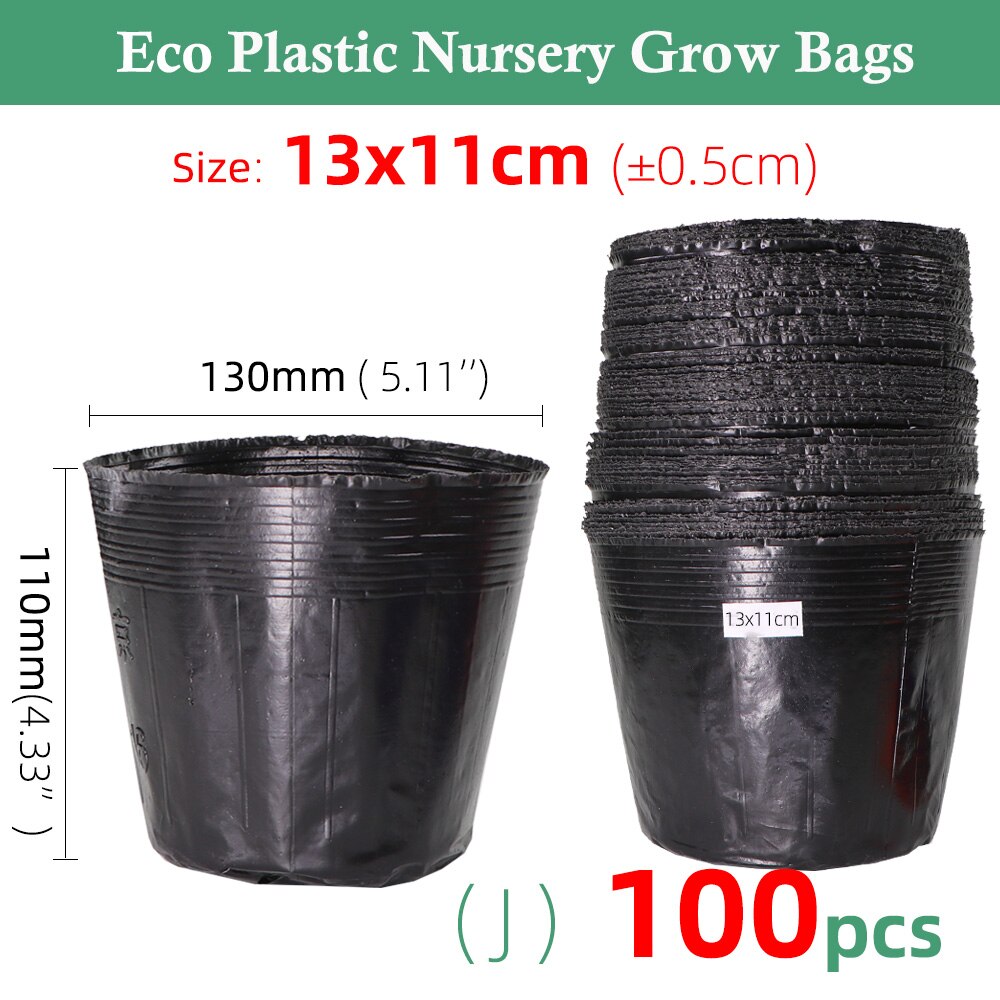 15 Sizes Plastic Disposables Nursery Grow Pots Seedling Breathable Bowl Cup Black Planting Nutrition Bag Garden Flower Vegetable: Jx100pcs