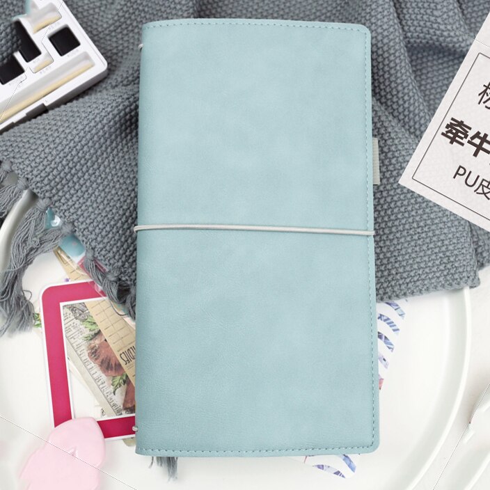 Jamie Notes Flipped Leather Traveler's Notebook Bandaged Journals and Notebooks Midori Refillable Planner School Stationery: TN-Blue