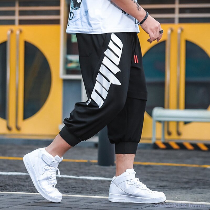 Plus size men's fat pants casual pants plus fat increase cropped pants fat people fat fat summer pants 130 kg 6x