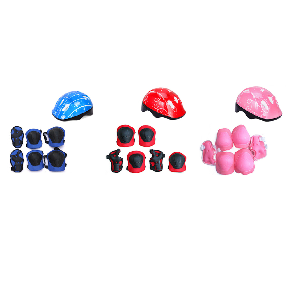 7 Pcs/set 7-12 Years Old Kids Bicycle Helmet Kids Safety Kids Bike Helmet Guard Pad Skating Helmet Guard Elbow Knee Protection