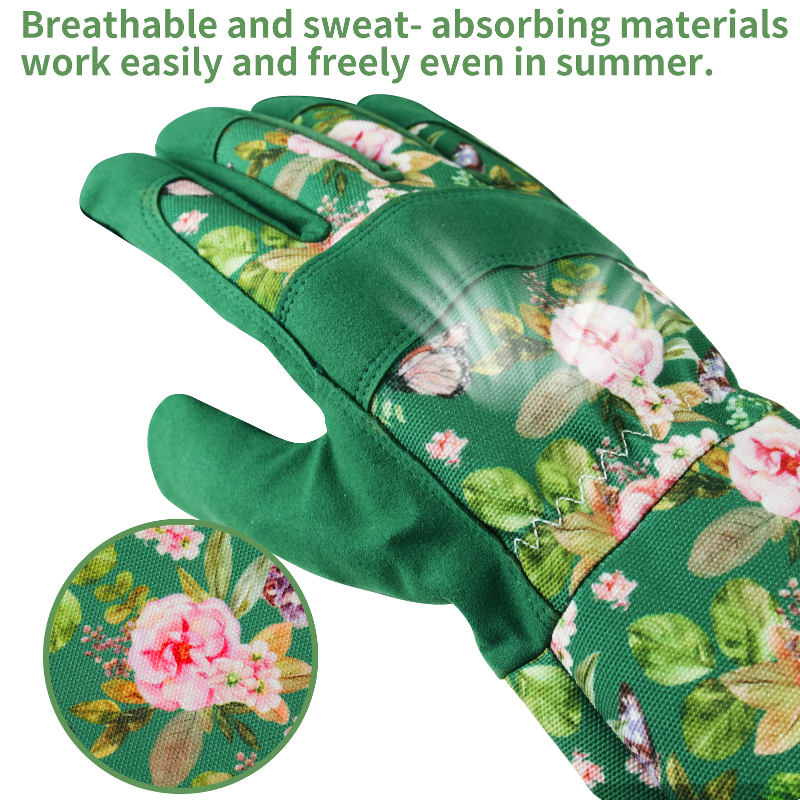 Gardening Gloves for Women Breathable Long Garden Gloves with Grip Thorn-Proof Leather Work Gardening Gloves