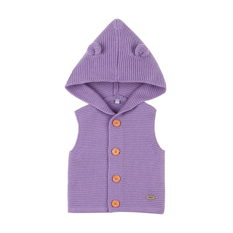 Outono crianças bebê meninas meninos sólido impressão com capuz colete camisola sem mangas tops casaco outerwear: G / 6 m
