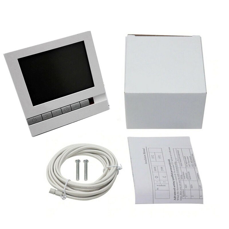 1Set ABS Electric Underfloor Heating Thermostat Control Switch + Floor Sensor 16A Underfloor Heating Regulator