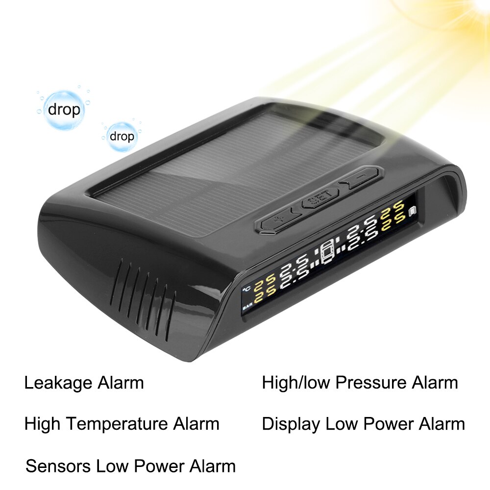 6Pcs 8 Bar Sensor Car Tire Pressure Monitoring for Truck Trailers RVs Campers USB Solar Charge TPMS System Tyre Pressure Sensors