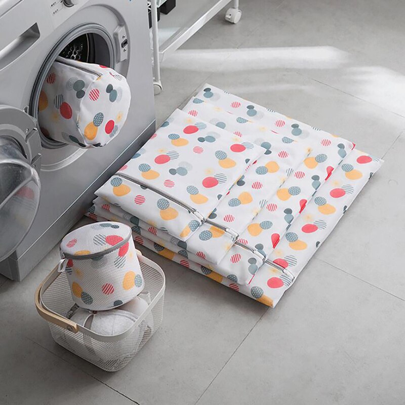 Printing Zippered Mesh Laundry Bag Polyester Laundry Wash Bags Coarse Net Laundry Basket Bags for Washing Machines Bra Bag
