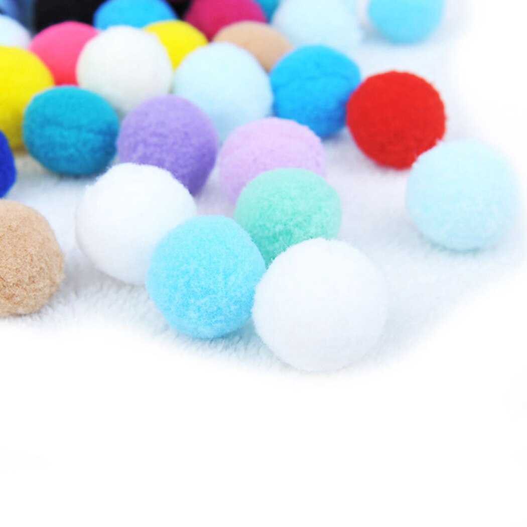 60 stk søte morsomme katteleker stretch plysj ball katt leke ball fargerik interaktiv katt pom pom katt tyggeleke