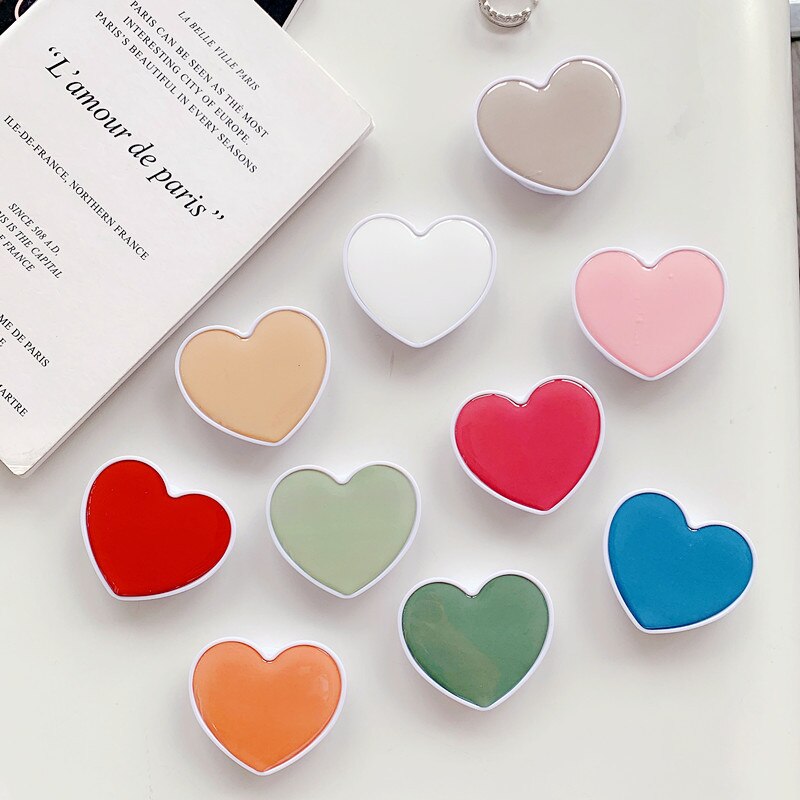 Popular Universal Pocket Airbag Stand Mobile Phone Accessories Holder Love Heart Shaped Bracket Mount for IPhone Samsung Huawei
