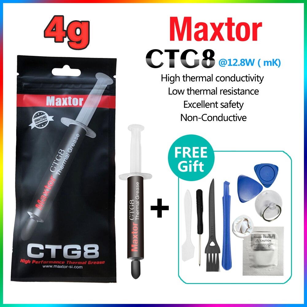 Maxtor CTG8 Thermal Conductive Paste Grease for CPU GPU Cooling Liquid Ultra 12.8W/mK 1g 2g 4g 8g Compound Grease for Cooling: CTG8D(4g)