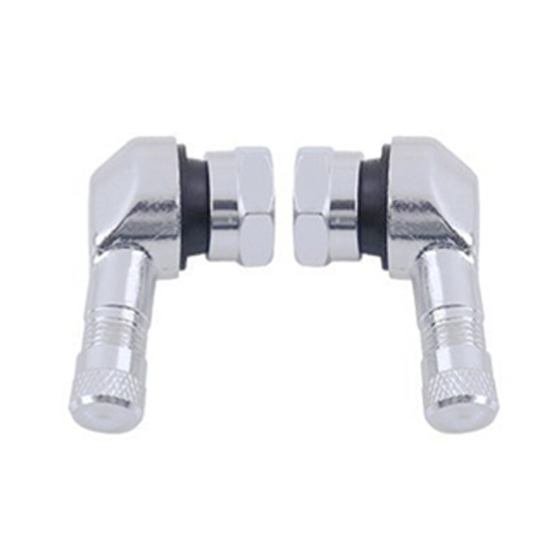 1 par universal motorcykel hjul däck ventiler stam cap luft däck lock 90 grad 17mm cnc aluminium rörlösa ventil stammar 9 färger: Silver-
