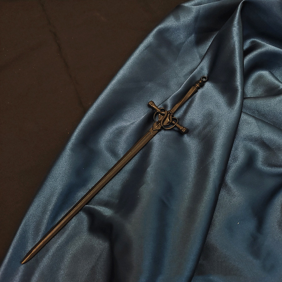 Nuovo punk rubino ciondolo spada forcina cinese semplice bastoni per capelli per donne retrò ragazza acconciatura capelli piatto accessori alla moda 2022: Rhodium d'imitazione placcato