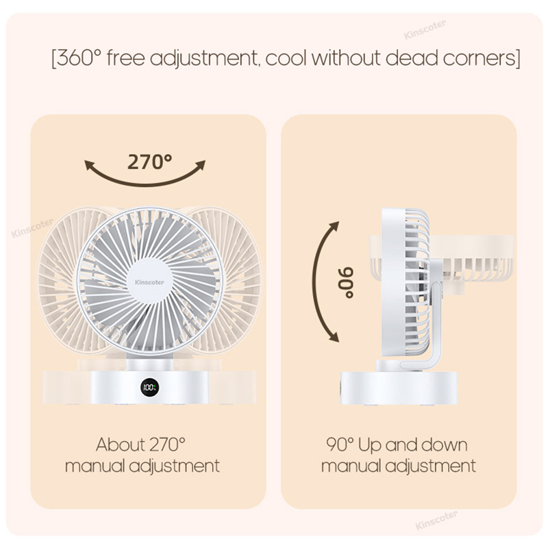 Mini ventilador de sobremesa silencioso de gran potencia de viento Ventilador inalámbrico recargable de 5 velocidades Ventilador pequeño con pantalla para estudiantes de oficina
