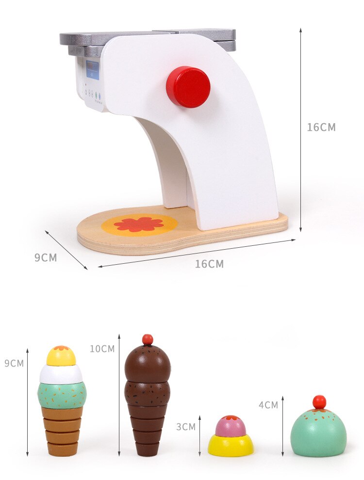 Kitchen Toys Imitated Chef Pretend Cooking Food Play Dinnerware Set Safe Cute Children Girl Wooden Educational Toy Game: ice cream