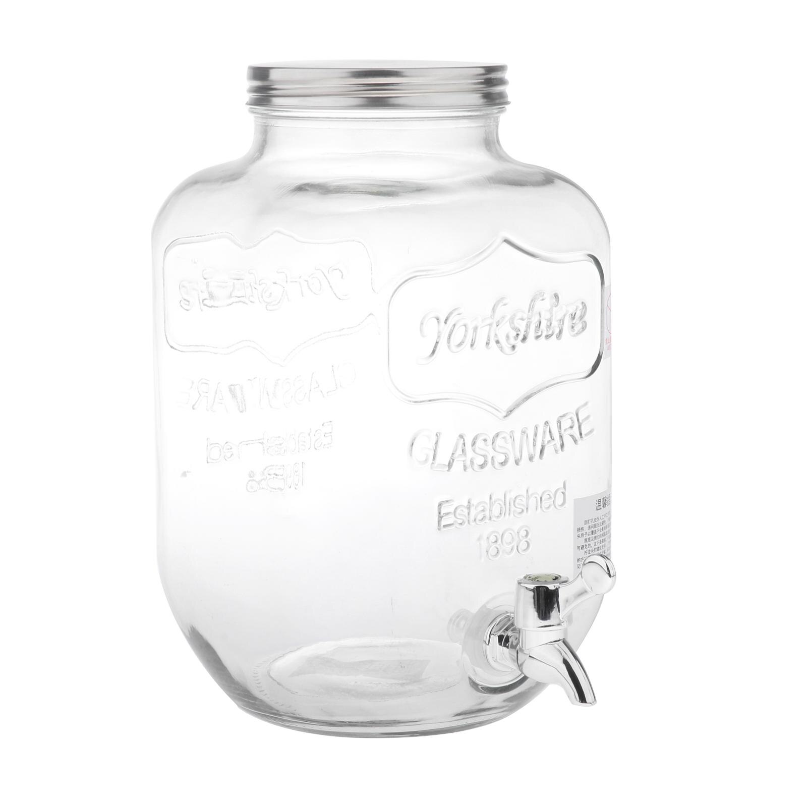 Glass Beverage Dispenser Drink Dispenser for Iced Coffee Tea Pitcher Brewer Coffe Container Juice Wine Jar Storage Machine: 4L Style 1