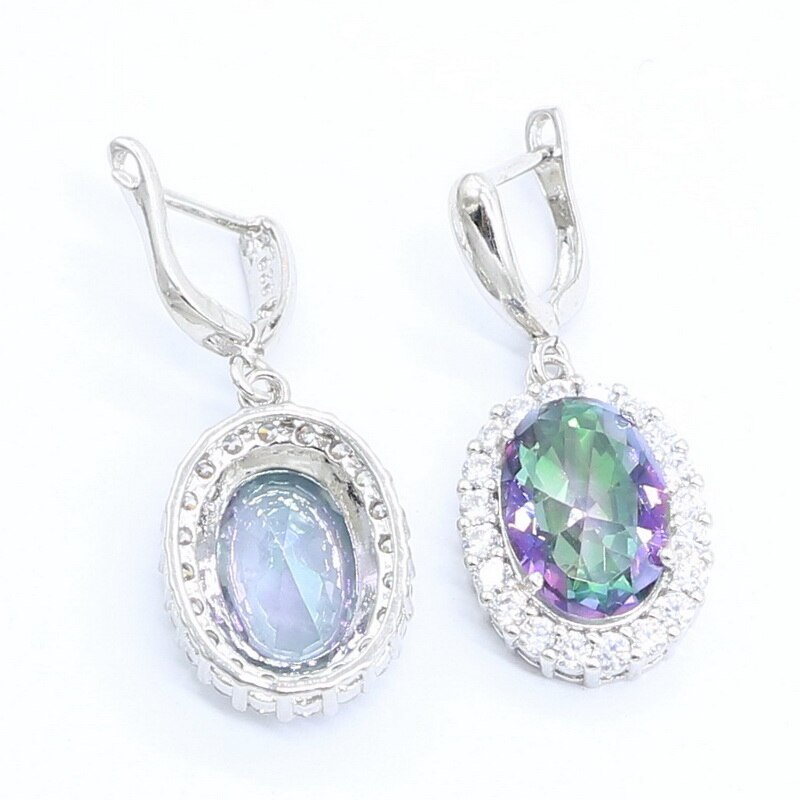 925 Silver Earrings for Women Rainbow Black Blue Topaz Jewelry Free