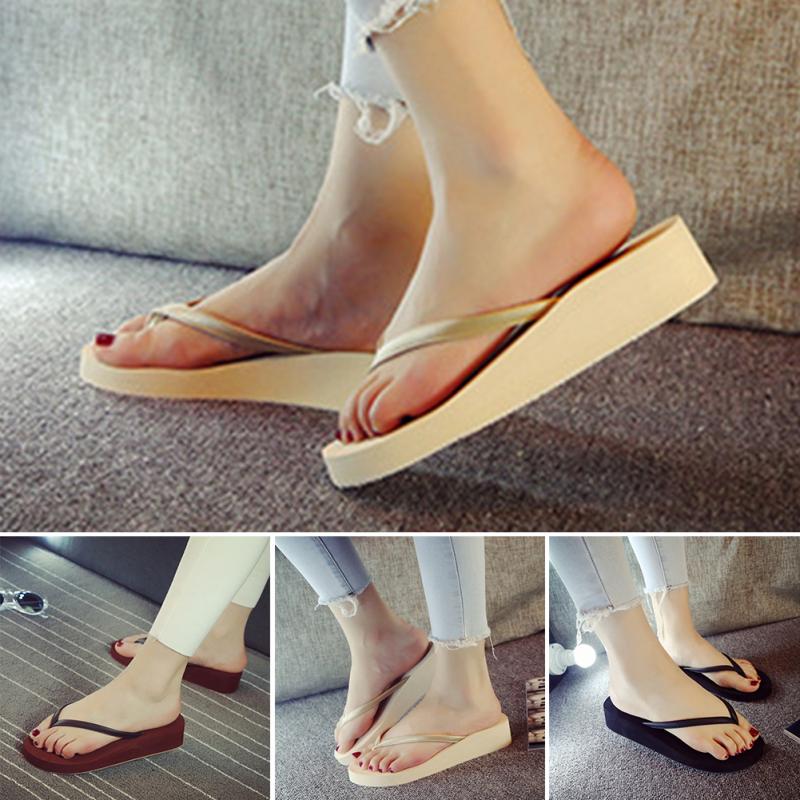 Nouvelle offre spéciale bagatelle tongs femmes compensées plate-forme décontracté solide d'été Style sandales chaussures de plage femme