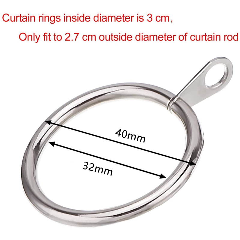 40 Pcs Metalen Gordijn Ring Voor Gordijnen En Polen, bungelende Sliding Oogje Ring 32 Mm Binnendiameter (Zilver)