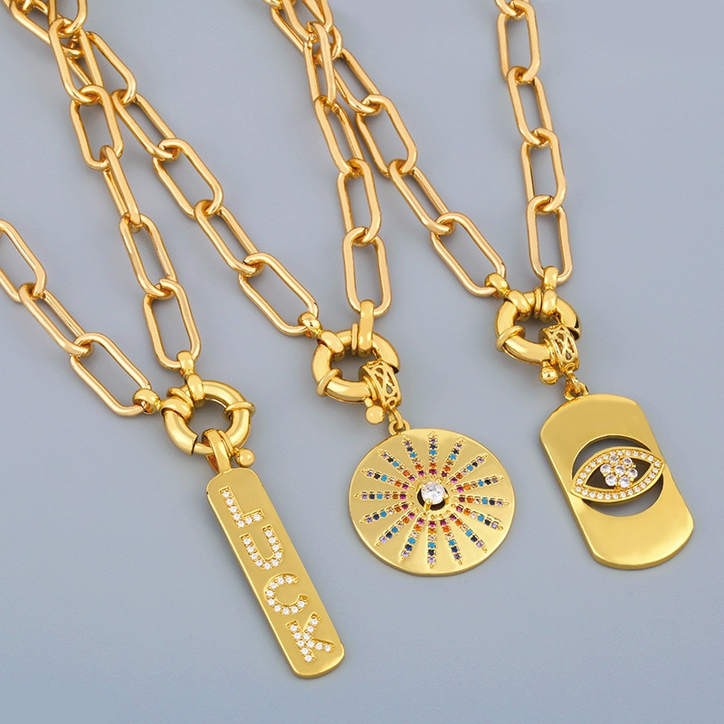 FLOLA Catena D'oro Evil Eye Collane Per Le Donne Collana Di Cristallo Del Cuore Pendenti Con Gemme E Perle CZ Zirconia FAI DA TE Pendenti E Ciondoli Gioielli Fatti A Mano nker38