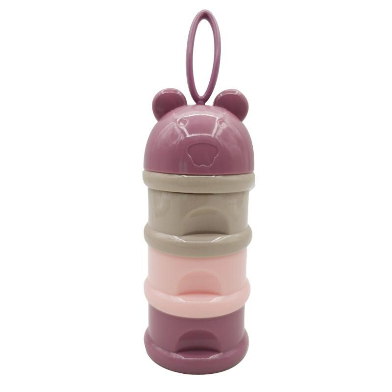 3 layer Frog Style Portable Baby Food Storage Essential Cereal Cartoon Milk Powder Boxes Toddle Kids Formula Milk Container 4829: Purple