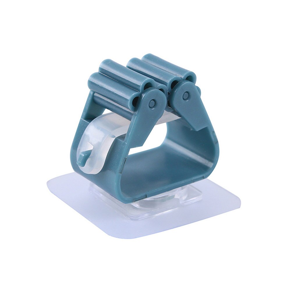 No Punching Hanging Mop Rack Bathroom Mop Hooks Sticky Hook Holders Broom Hanger Deck Mop Clip Multicolor PVC Adhesive Hooks: Blue