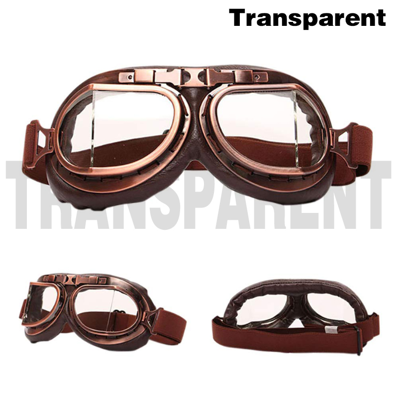 Motorcykel briller retro hjelm pilot briller motorcykel cykel briller vintage klassiske solbriller til gafas motocross dirt bike: Kobber gennemsigtig