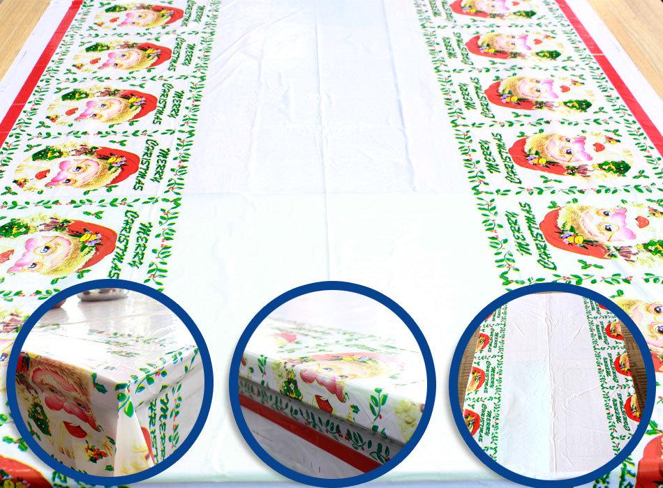 110 x 180cm juledug banket år fest tryk rektangulær pvc julestemning borddækning dekorationer: 6
