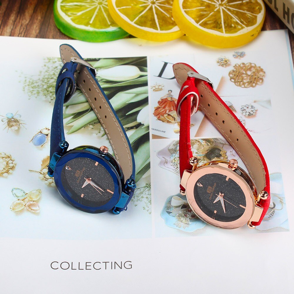 Vrouwen Horloge Strass Romantische Sterrenhemel Horloge Mode Dames Lederen Horloge Klok Voor Vrouwen Relogio Feminino Montre Femme