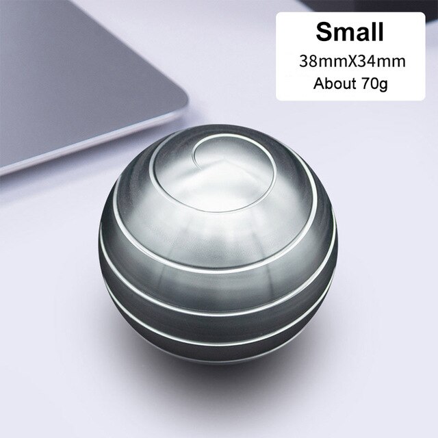 Mini Desktop Gyro Revolving Decompression Ball Desk Office Decor Art Toy Fidget Spinner Rotary Stress Relief Tabletop Ball Toy: S Silver