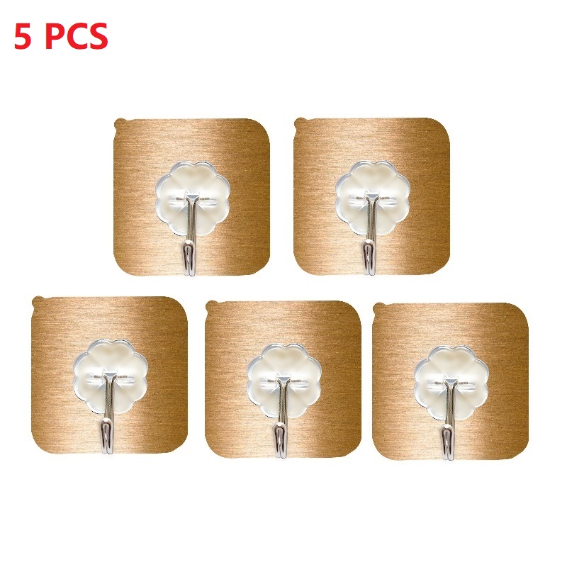 1-10 pezzi ganci autoadesivi resistenti in acciaio inossidabile trasparente appendiabiti per chiavi per cucina porta del bagno parete multifunzione: Kaki scuro