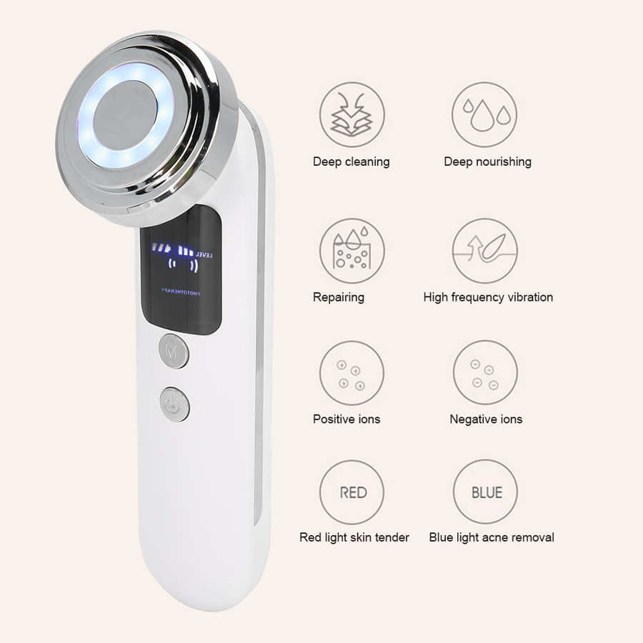 LED Photon Light Therapy Machine RF Microcurrent Face Cleaning Rejuvenation Skin Tender Instrument