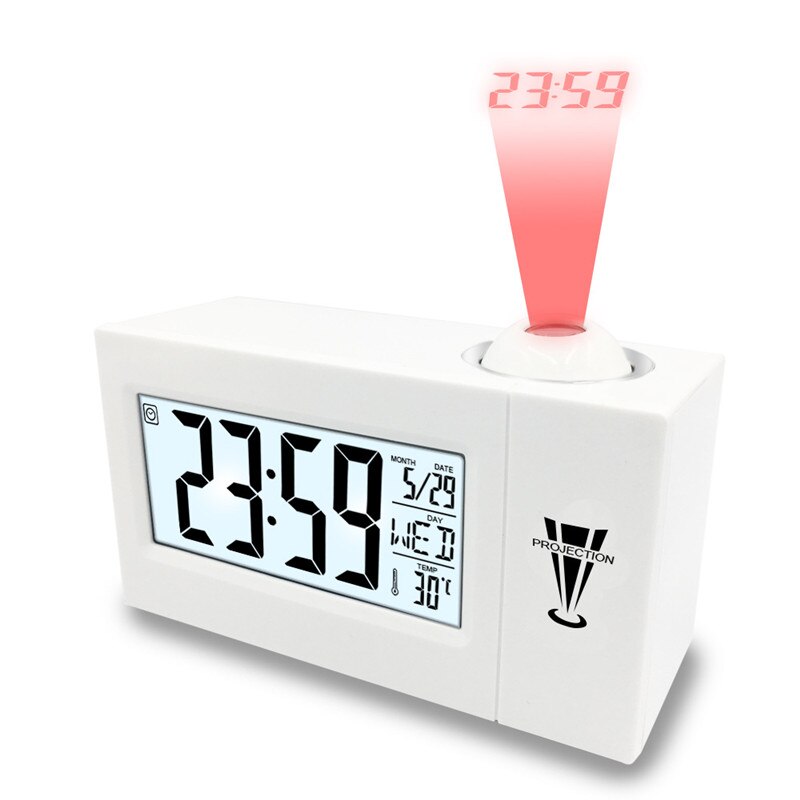 Led USB Projection Alarm Clock Digital Date Snooze Function Backlight Projector Calendar Desk Table Led Clock With Time: Style C White