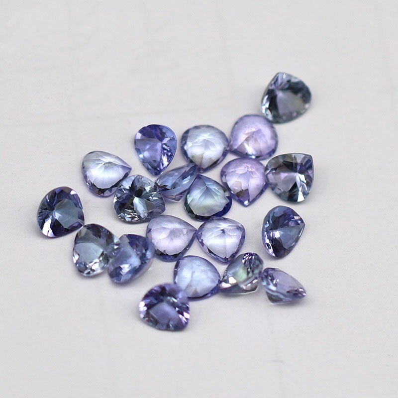 Shipei 1 Pcs 4*4 Mm Liefde Hart Natuurlijke Blauw Paars Tanzanite Losse Edelsteen Diy Decoratie Sieraden Accessoires