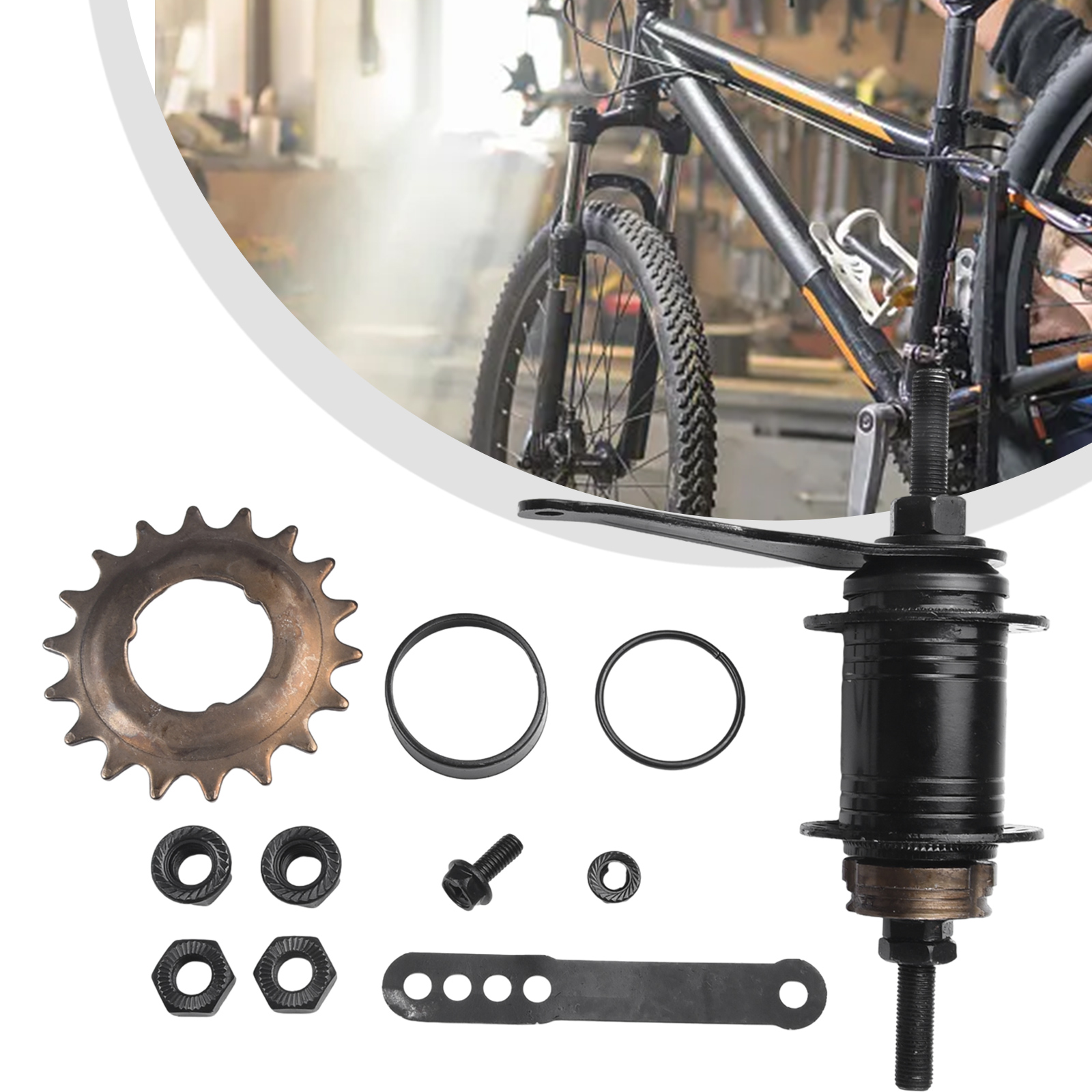 Buje de bicicleta de , rueda libre, bicicleta de marcha única, piñón de 18 dientes de acero inoxidable, piñón fijo con orificios de radios de 36/32