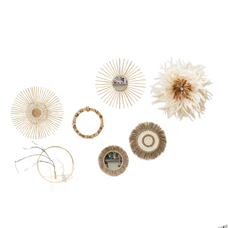 Corda di canapa intrecciata specchio nordico retrò arte specchio circolare fatto a mano in famiglia soggiorno decorazione caffetteria boho arredamento