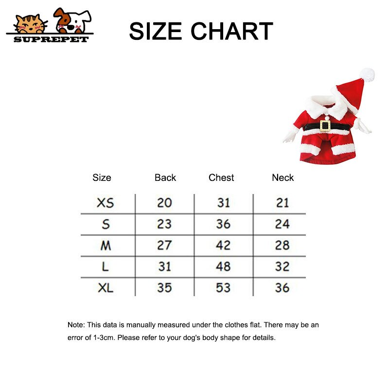 SUPREPET Fleece Warm Christmas Suit for Small Dogs Winter Skin Friendly Pet Clothes Exquisite Belt Puppy Costume