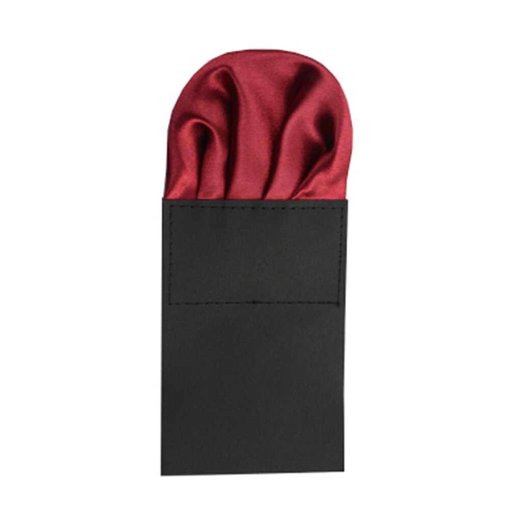 Men Solid Plain Satin Pre Folded Pocket Square Wedding Party Hanky Handkerchief BWTYY0507: Dark Red