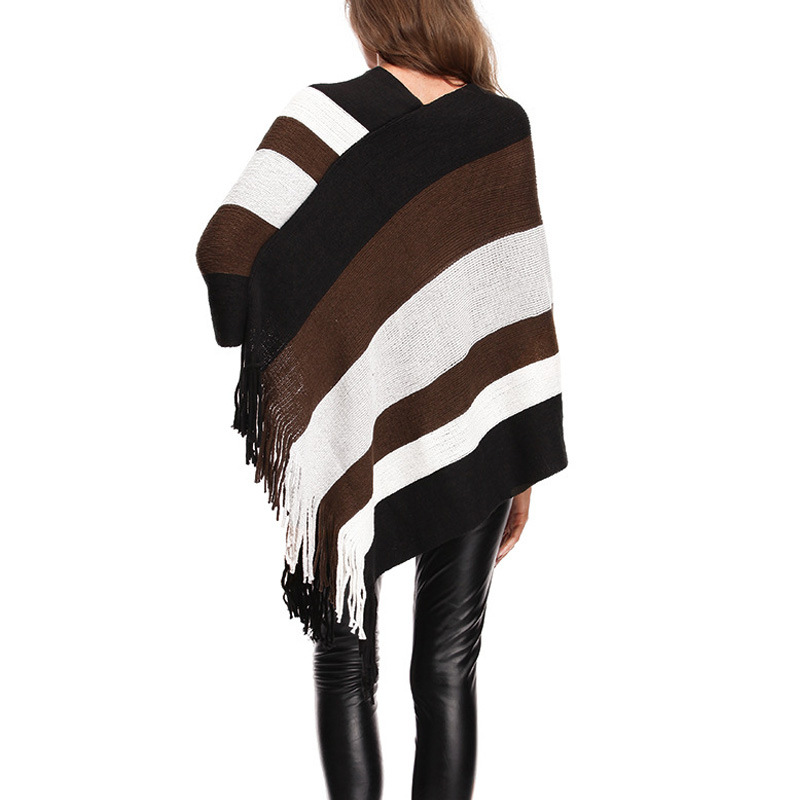 Vrouwen Truien en Pullovers Gestreepte Gebreide Trui Herfst Winter Mode Mantel Batwing Mouw Kwastje Dames Truien